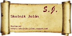 Skolnik Jolán névjegykártya